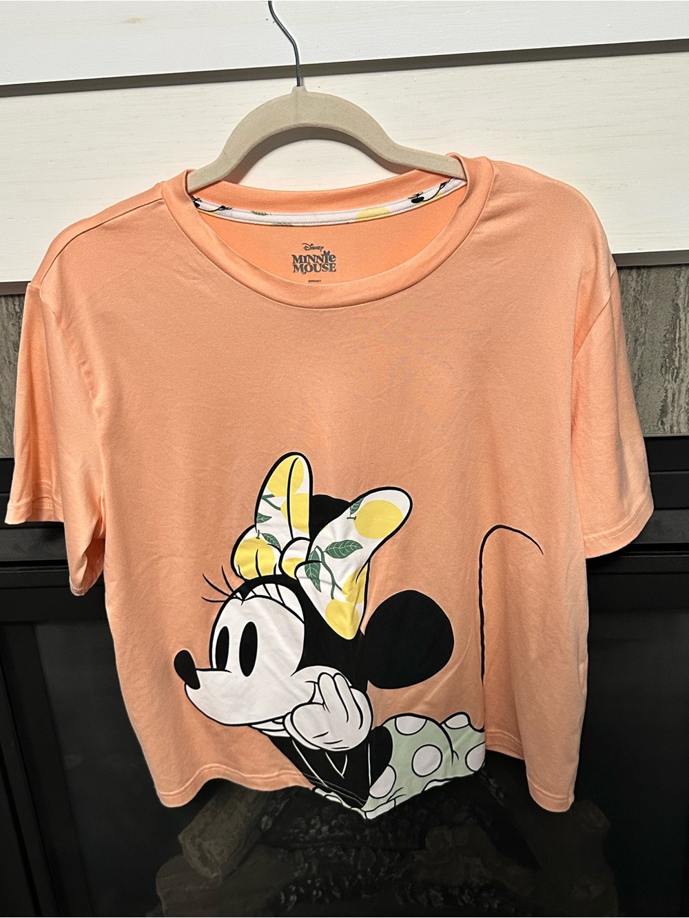 Disney Peach Minnie Mouse Tee with Yellow Lemon Bow